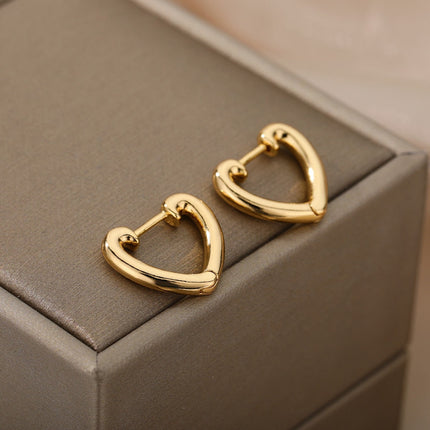 Catalina Earrings | Gold Cute Hollow Love Heart Hoop Earrings - Gold - Earrings