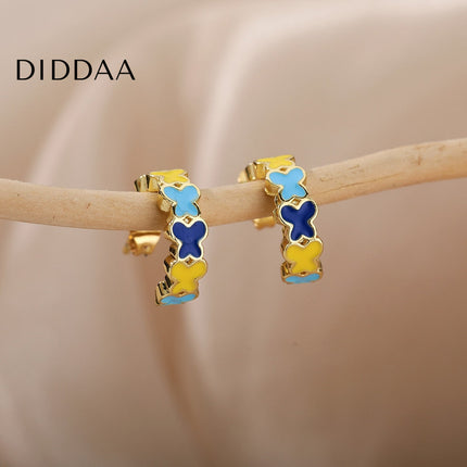 Cedar Earrings | Gold Colorful Simple Stud Earrings - Gold - Earrings