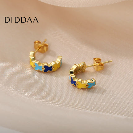 Cedar Earrings | Gold Colorful Simple Stud Earrings - Gold - Earrings