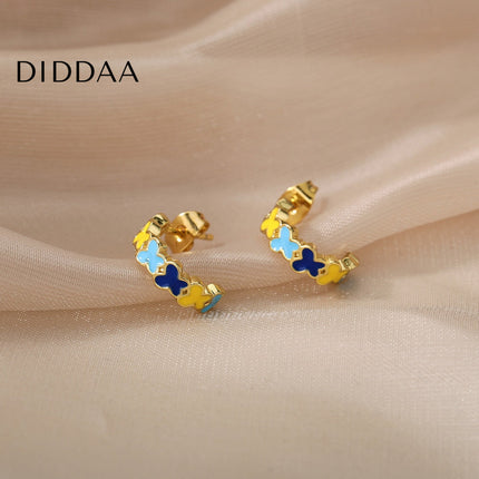 Cedar Earrings | Gold Colorful Simple Stud Earrings - Gold - Earrings