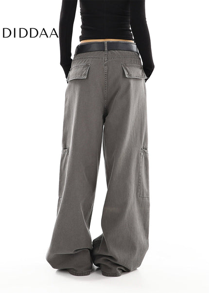 Cement Gray High-Waisted Cargo Jeans for Women - Women’s Jeans