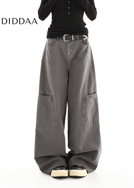Cement Gray High-Waisted Cargo Jeans for Women - Women’s Jeans