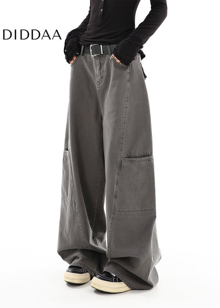 Cement Gray High-Waisted Cargo Jeans for Women - Women’s Jeans