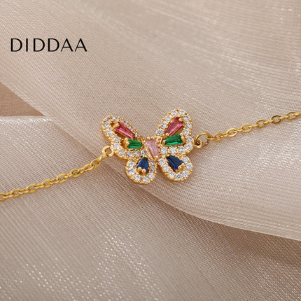 Chachan Bracelet | Gold Zirconia Butterfly Animal Colorful Bracelet - Bracelets