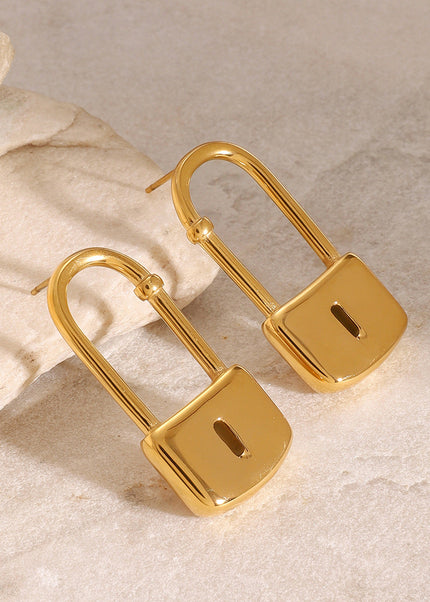 Jieding European and American stainless steel gold earrings, high-end sense of niche, personality earrings, titanium steel stud earrings, cross-border jewelry