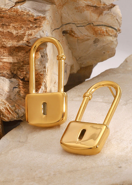 Jieding European and American stainless steel gold earrings, high-end sense of niche, personality earrings, titanium steel stud earrings, cross-border jewelry