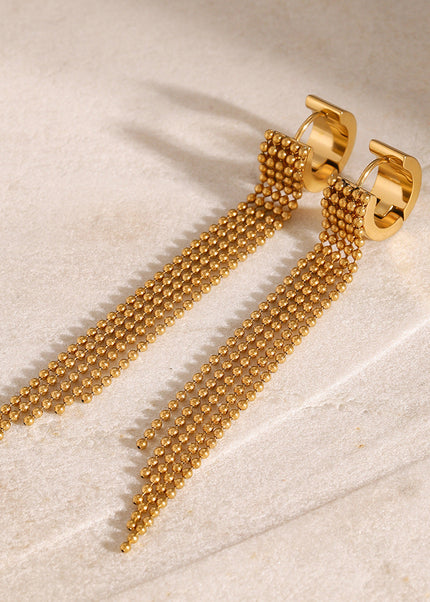 Jieding European and American stainless steel tassel earrings, high-end earrings, light luxury earrings, titanium steel earrings, cross-border earrings