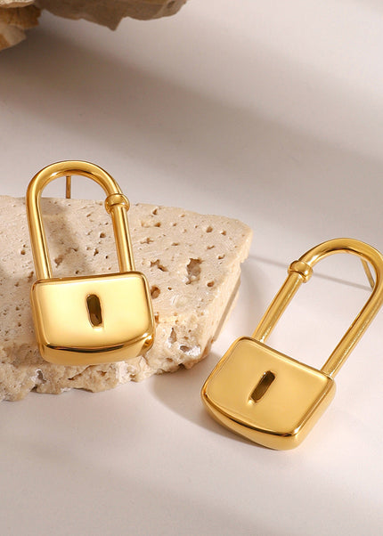 Jieding European and American stainless steel gold earrings, high-end sense of niche, personality earrings, titanium steel stud earrings, cross-border jewelry