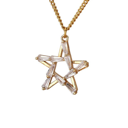 Chapelle Pendant Necklace | Gold Silver Zirconia Satanic Star Chain