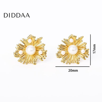 Chouette Earrings | Gold Pearl Shimmering Stud Earrings - Earrings