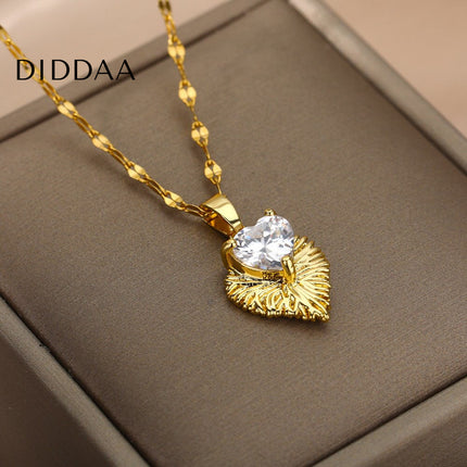 Clara Pendant Necklace | Gold Zirconia Stone Chain - Gold - Necklaces