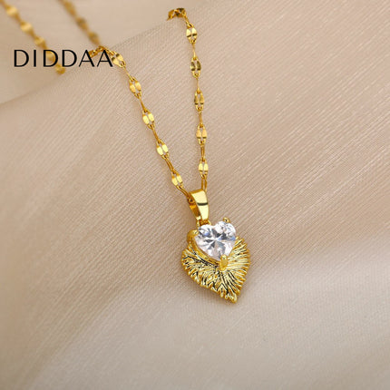 Clara Pendant Necklace | Gold Zirconia Stone Chain - Gold - Necklaces