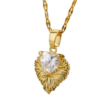 Clara Pendant Necklace | Gold Zirconia Stone Chain