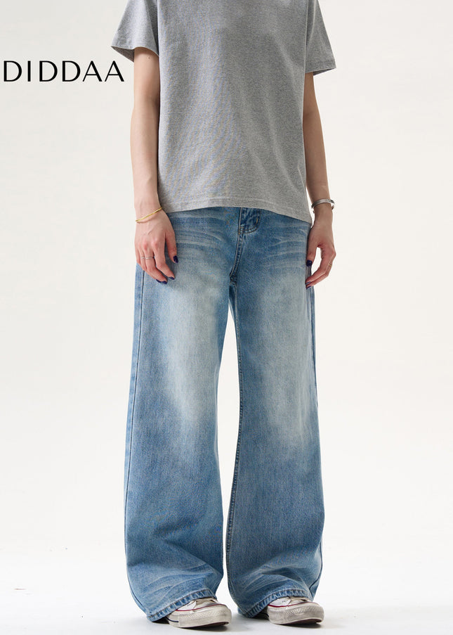 Classic Blue Loose Fit Straight Jeans for Men and Women - Men’s Jeans