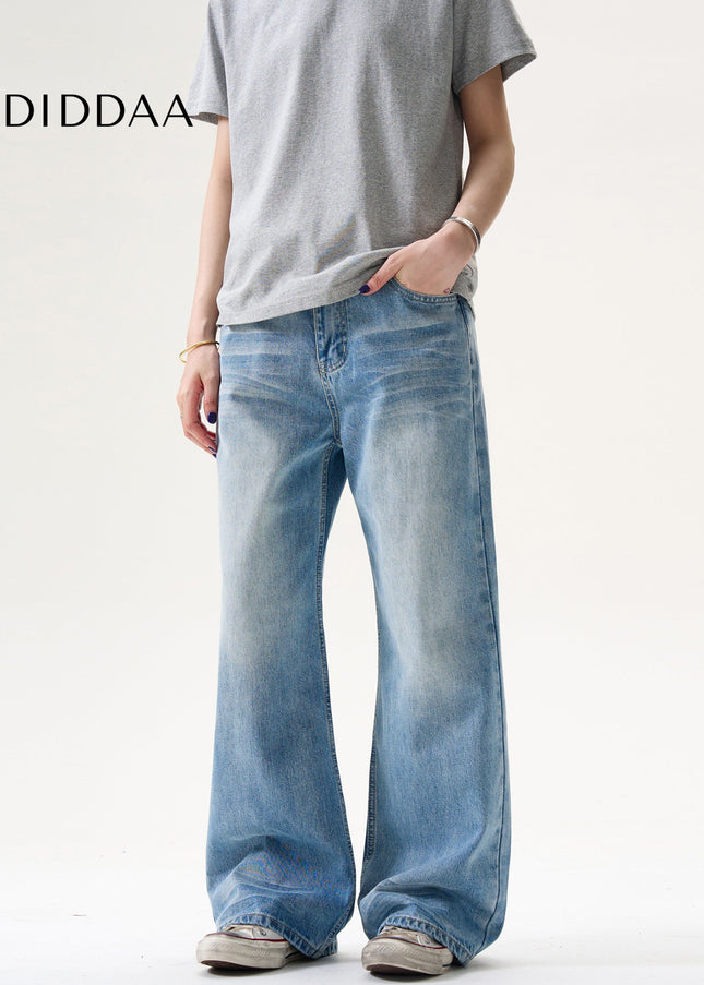 Classic Blue Loose Fit Straight Jeans for Men and Women - Men’s Jeans