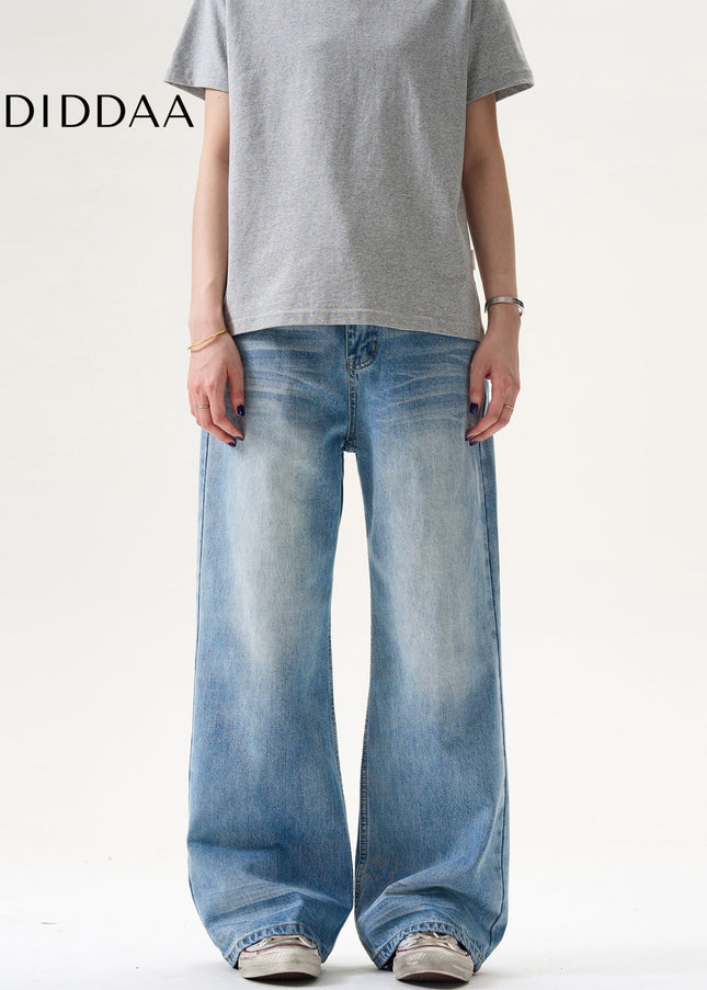 Classic Blue Loose Fit Straight Jeans for Men and Women - Men’s Jeans