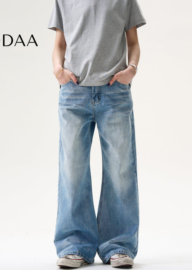 Classic Blue Loose Fit Straight Jeans for Men and Women - S / Mid Blue - Men’s Jeans