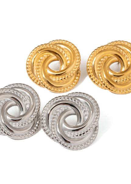 Jieding stainless steel threaded earrings, irregular geometric titanium steel vintage stud earrings, European and American fashion high-end ear accessories