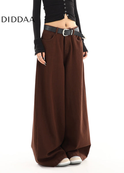 Coffee High-Waisted Loose Wide-Leg Jeans for Women - Women’s Jeans
