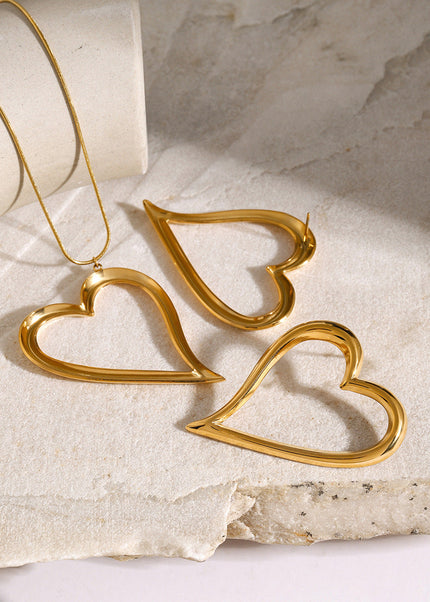 18k gold stainless steel twisted love line pendant necklace women's ins fashion simple trend titanium steel earrings