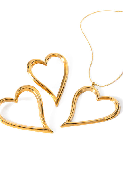 18k gold stainless steel twisted love line pendant necklace women's ins fashion simple trend titanium steel earrings