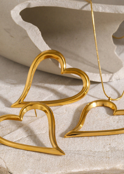 18k gold stainless steel twisted love line pendant necklace women's ins fashion simple trend titanium steel earrings