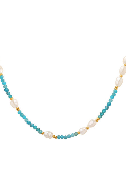 Bohemian Jewelry Trendy Fashion Commuter Colored Stone Pearl Necklace Niche Design Pre-loved Fashion Jewelry