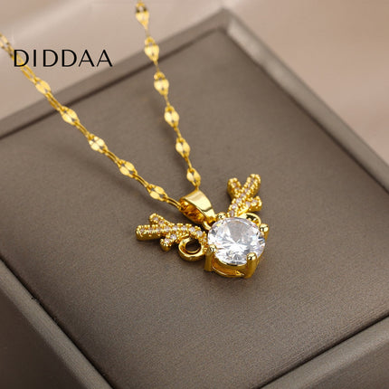 Debut Pendant Necklace | Gold Zirconia Stone Chain - Gold - Necklaces