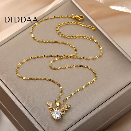 Debut Pendant Necklace | Gold Zirconia Stone Chain - Gold - Necklaces