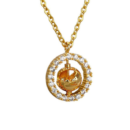 Dime Pendant Necklace | Gold Zirconia Chain