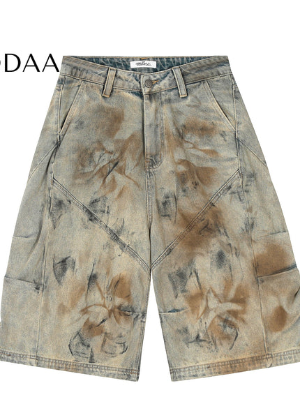 Dirty Dyed Distressed Wasteland Wide-Leg Cropped Pants - S / Brown - Women’s Jeans