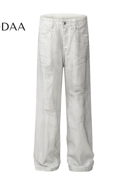 Dirty White Distressed Ripped Jeans for Men - S / White - Women’s Jeans