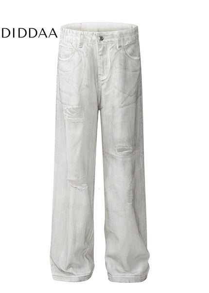 Dirty White Distressed Ripped Jeans for Men - Women’s Jeans