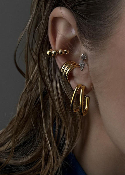 Jieding Europe and America pierced ear clips high-end exaggerated earrings stainless steel C-type earrings cross-border ear bone clips wholesale