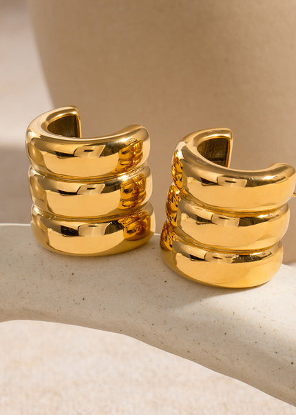 Jieding European and American stainless steel C-shaped earrings high-quality ins stud earrings 18k titanium steel earrings cross-border earrings