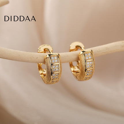 Etoile Earrings | Gold Circular Zirconia Stone Hoop Earrings - Gold - Earrings