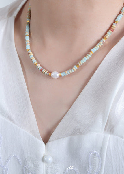 Cross-border new creative niche retro palace style gorgeous fashion hand-beaded clavicle chain pearl light luxury necklace