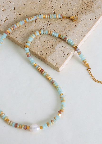 Cross-border new creative niche retro palace style gorgeous fashion hand-beaded clavicle chain pearl light luxury necklace