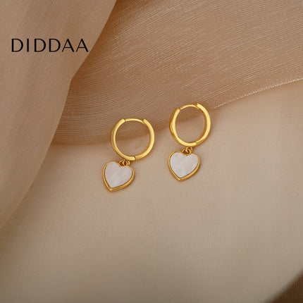 Fromage Earrings | Gold Cute Heart Hoop Earrings - Earrings