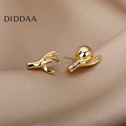Glace Earrings | Gold Hands Stud Earrings - Earrings