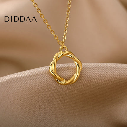 Golden Pendant Necklace | Gold Spiral Ring Chain - Necklaces
