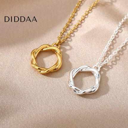 Golden Pendant Necklace | Gold Spiral Ring Chain - Silver - Necklaces