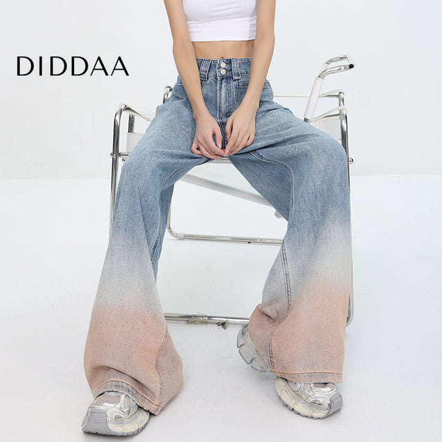 Gradient Loose Fit Straight-Leg Jeans by KEN STUDIO - S / Light Blue - Women’s Jeans