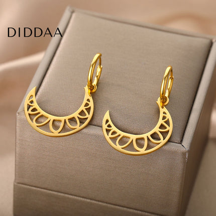 Grandeur Earrings | Gold Half Moon Hoop Earrings - Earrings
