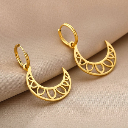 Grandeur Earrings | Gold Half Moon Hoop Earrings - Gold - Earrings