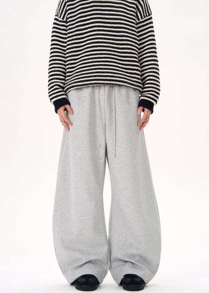 Gray Elasticated Waist Fleece Sweatpants Unisex Casual Pants - Unisex Sweatpants