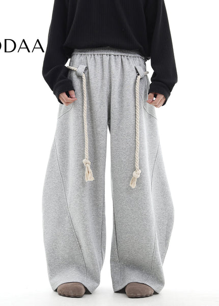 Gray Handmade Thick Rope Wide-Leg Scimitar Pants - S / Grey - Unisex Sweatpants