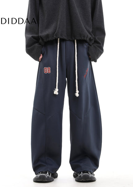 Gray Heavy Loose Scimitar Wide-Leg Pants for Men and Women - Unisex Sweatpants