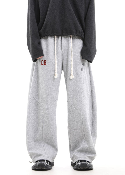Gray Heavy Loose Scimitar Wide-Leg Pants for Men and Women - Unisex Sweatpants