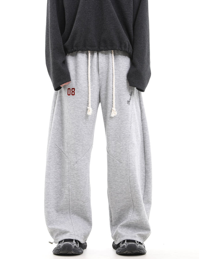 Gray Heavy Loose Scimitar Wide-Leg Pants for Men and Women - Unisex Sweatpants